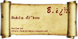 Bubla Ákos névjegykártya
